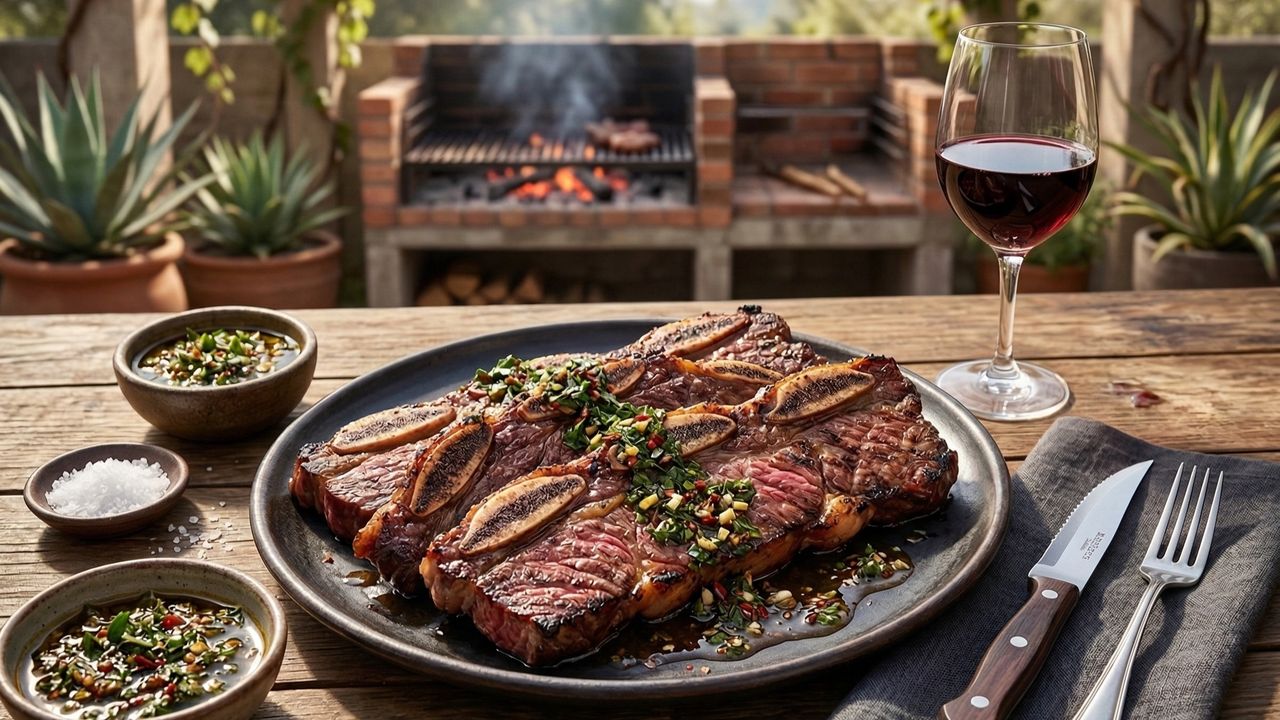 Beef short ribs (Tira de Asado) with Balsamic Chimichurri